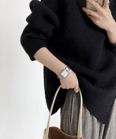 side zip high neck knit　　IR1459