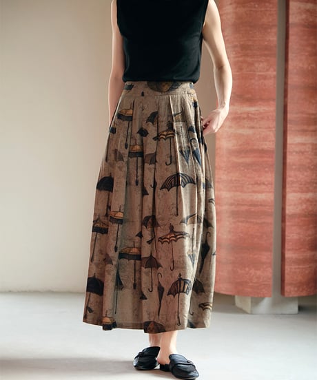 retro print sleeveless + pleated skirt　　IR1357