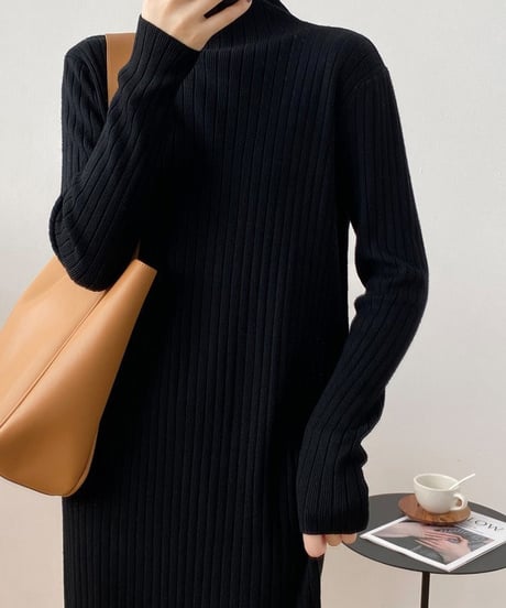 fringe hem rib knit dress　　IR1682