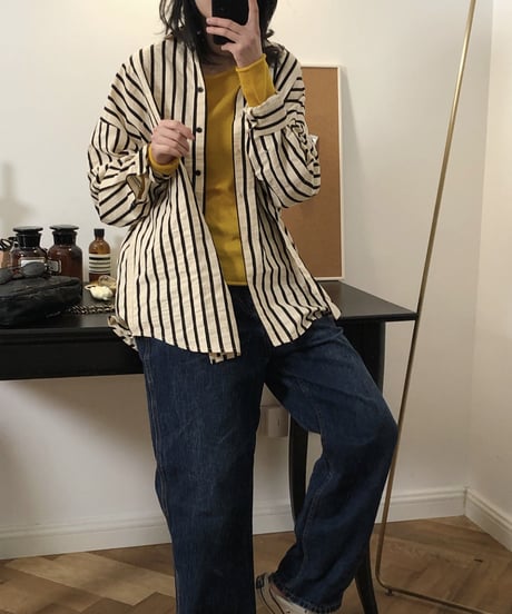 striped cotton shirt　　IR1485