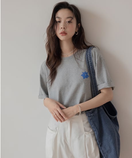 Flower pattern back print T-shirt　　IR1397