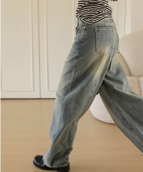 washed wide leg denim　　IR1588