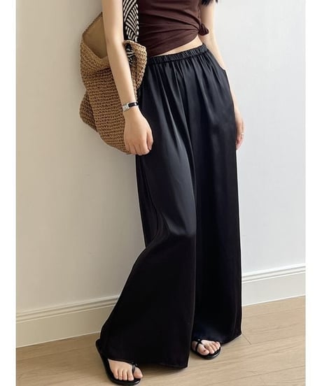 semi glossy wide pants　　IR1441
