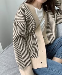 striped knit cardigan　　IR1526