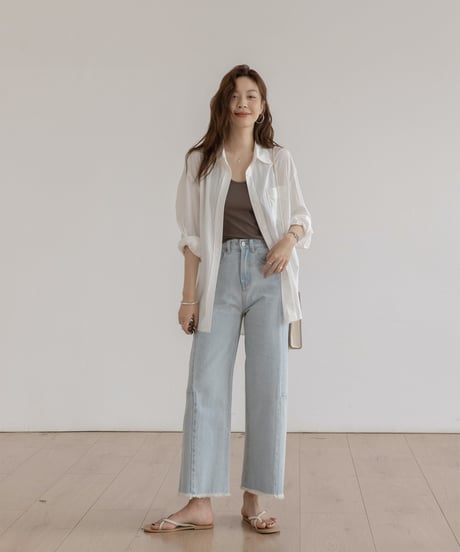 loose lapel cotton shirt　　IR1343