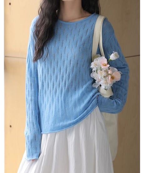 round neck mesh sheer knit　　IR1456