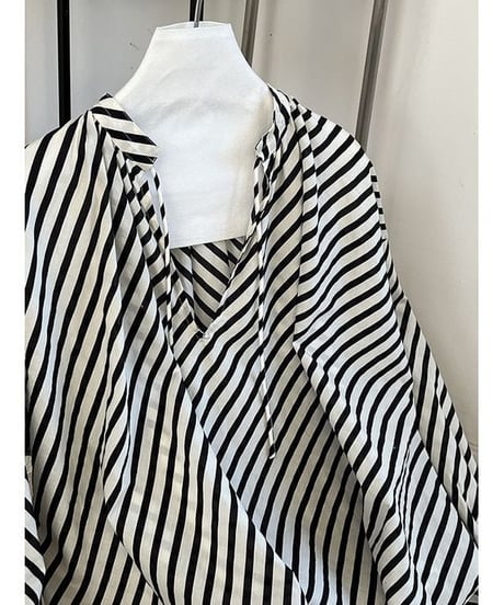 drawstring stripe tunic blouse　　IR1640