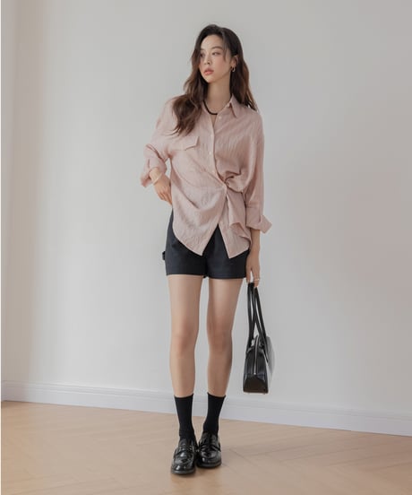front accent striped 2way shirt　　IR1398