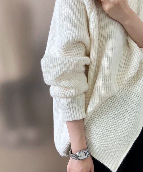 side zip high neck knit　　IR1459