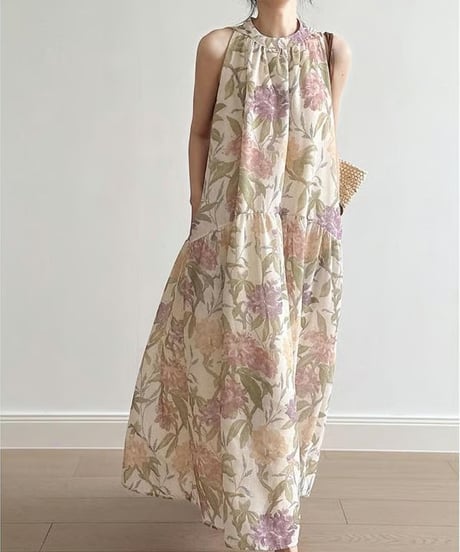 watercolor bloom onepiece /2color　　IR1670