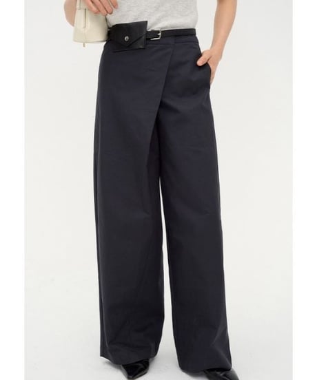asymmetry cross wide pants + belt set/3color　IR1574