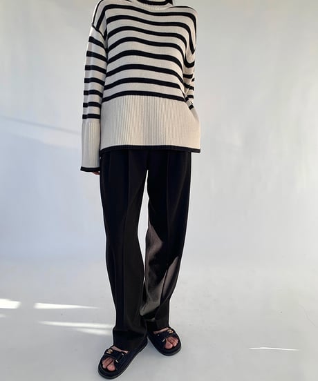 side slit border high neck knit　　IR1458