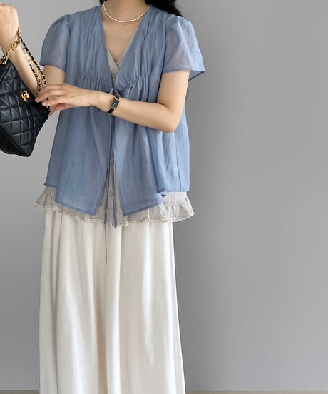 sheer layered frill blouse　　IR1675
