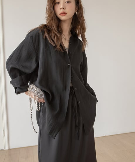 back slit sheer shirt　　IR1342