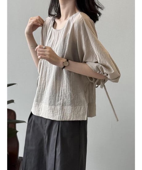 natural balloon sleeve blouse /2color　　IR1669