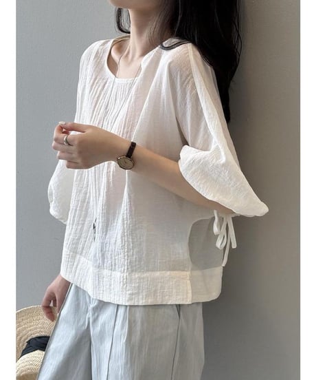 natural balloon sleeve blouse /2color　　IR1669