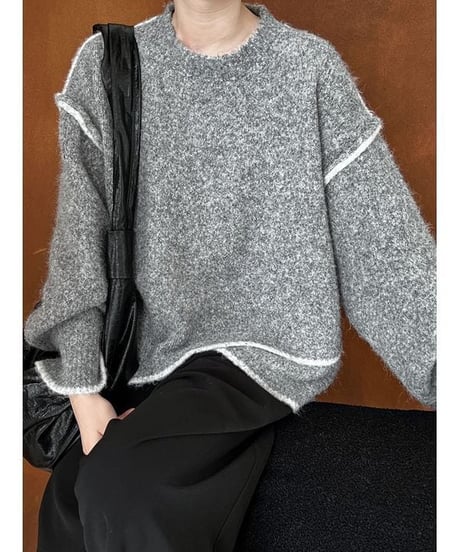 drop shoulder stitch knit　　IR1545