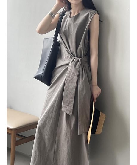 waste ribbon sleeveless one piece /2color　　IR1614