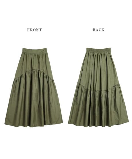 tiered gathered flare skirt /4color　　IR1681
