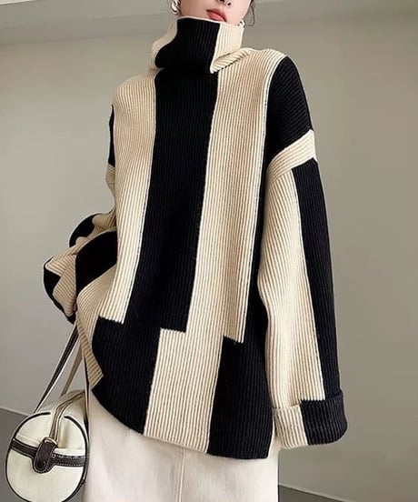 【完売】bicolor high neck knit　　IR1460