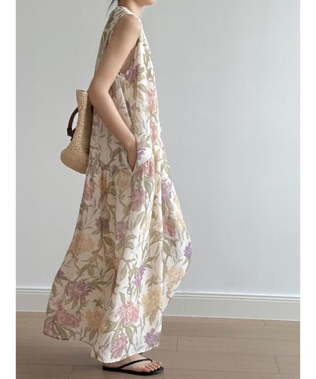 watercolor bloom onepiece /2color　　IR1670