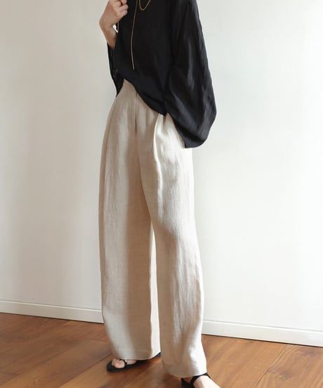 linen touch wide pants　　IR1656