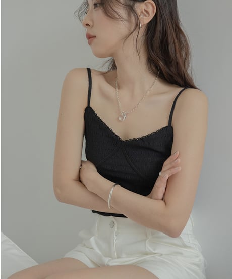 【2set】 V neck camisole + slim lace up cardigan　　IR1393