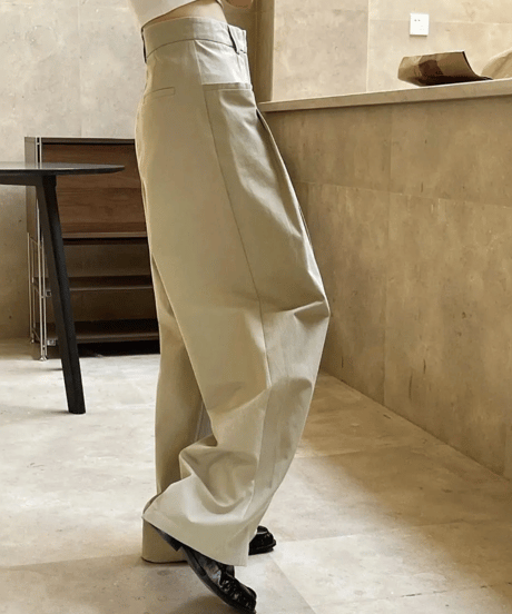 tucked wide leg pants /2color　　IR1531