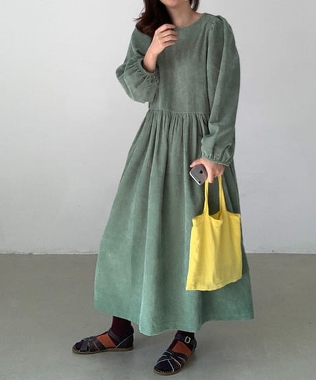 corduroy flare onepiece　　IR1662