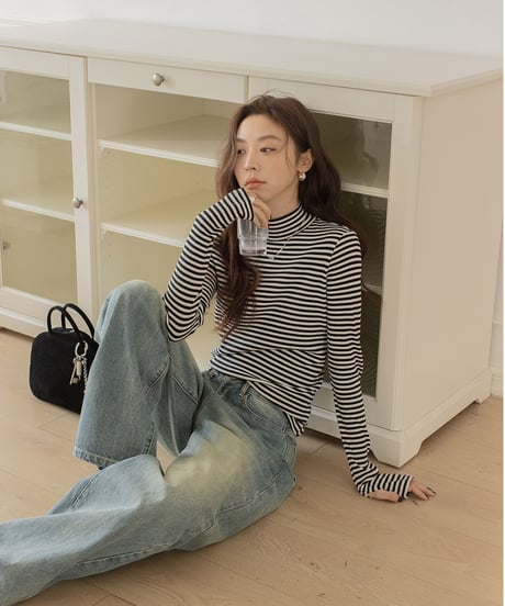 washed wide leg denim　　IR1588