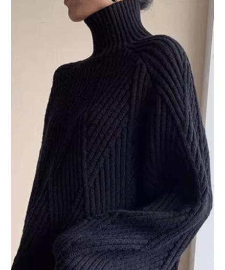 high neck diamond shape knit /2color　　IR1505