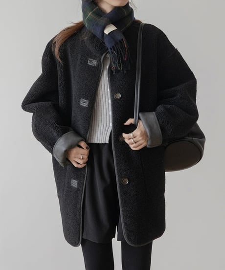 leather boa reversible 2-way coat /2color　　IR1556