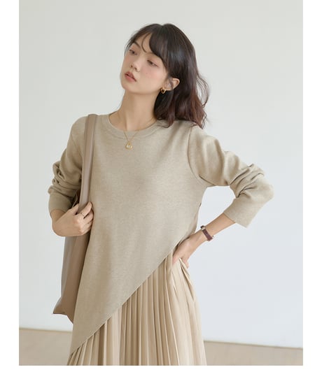 knit pleated docking dress　　IR1474