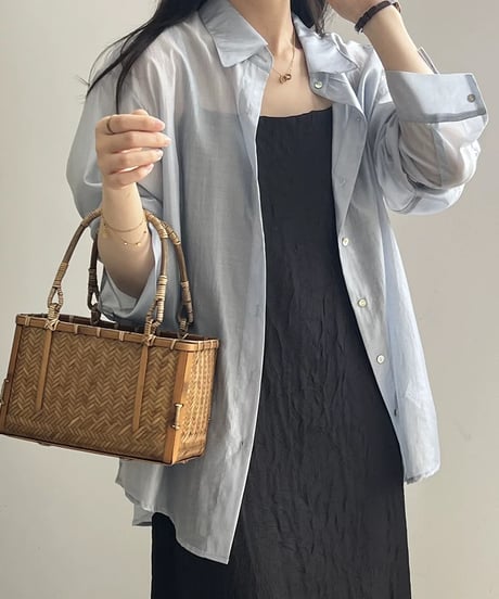 double ribbon back slit shirt /5color　　IR1667
