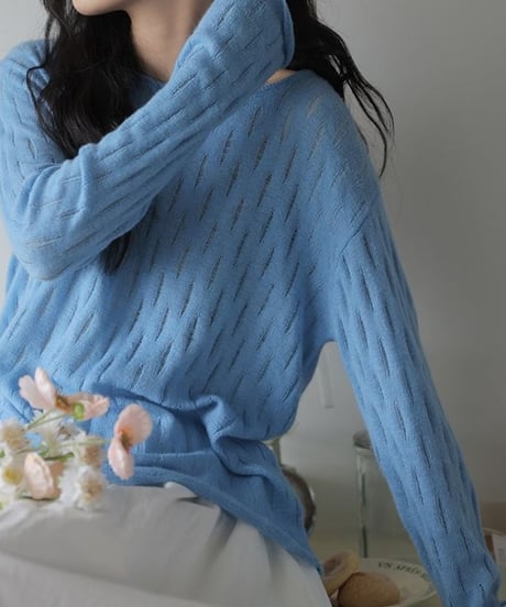 round neck mesh sheer knit　　IR1456