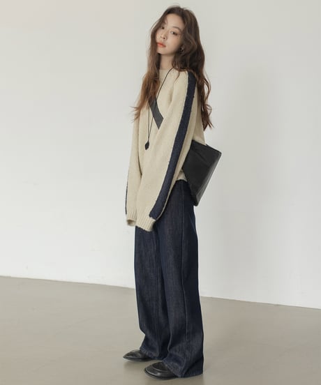 high waist wash denim /2color　IR1582