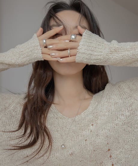 V-neck loose summer knit pullover　　IR1390