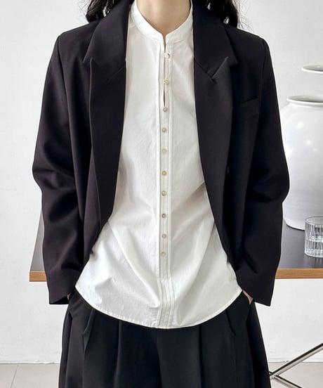band collar button design blouse　　IR1593