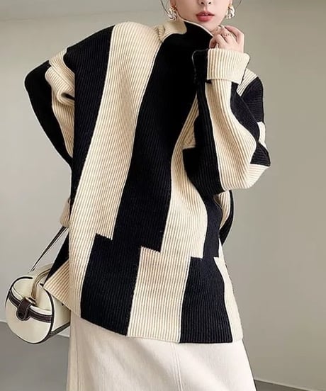 【完売】bicolor high neck knit　　IR1460