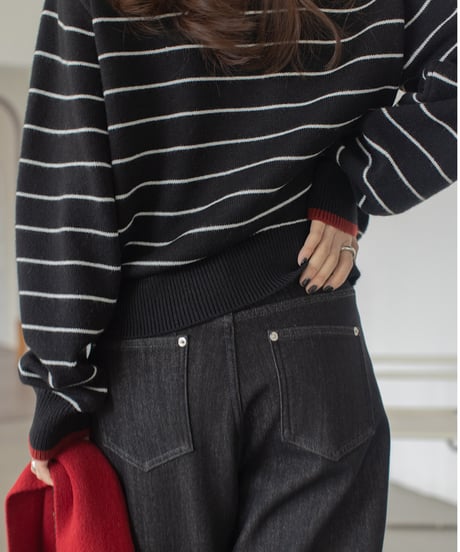 wool blend striped cardigan /3color　IR1569