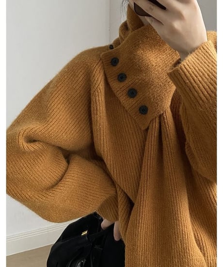 V neck knit pullover+muffler set /4color　　IR1555