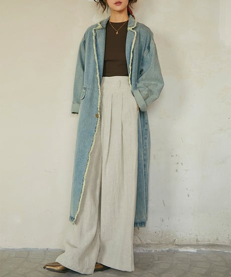 linen wide leg pants　　IR1491
