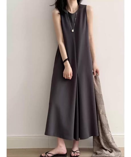 front tuck sleeveless op /2color　　IR1634
