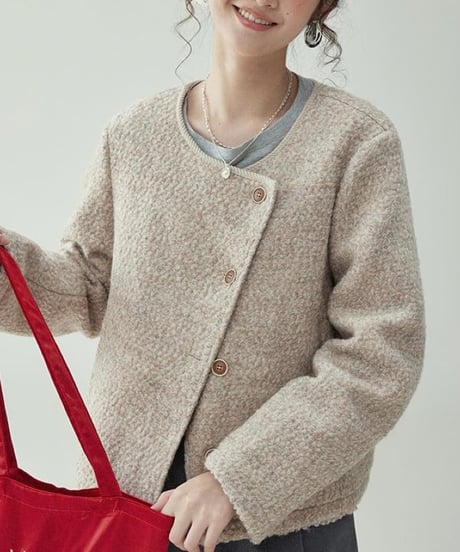 round neck button short jacket　　IR1568