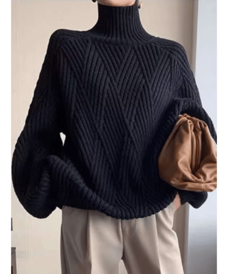 high neck diamond shape knit /2color　　IR1505