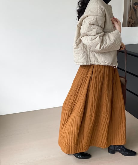 wrinkled flare long skirt /3color　　IR1551