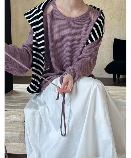 waist mark cutout knit pullover　　IR1457