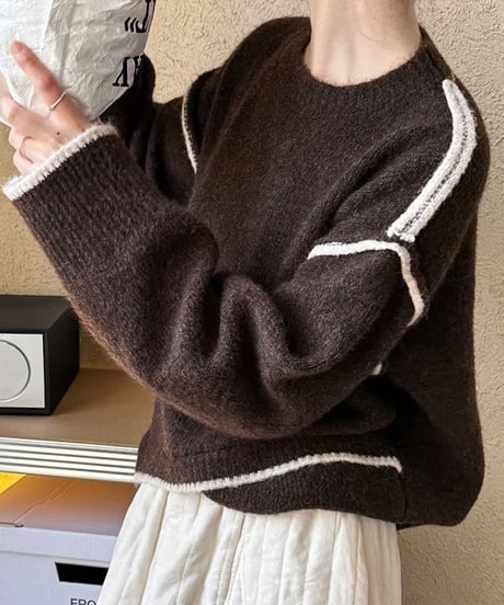drop shoulder stitch knit　　IR1545