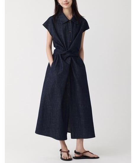 twist front denim onepiece　　IR1665