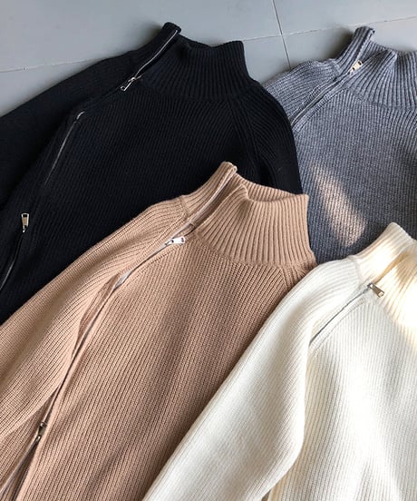 side zip high neck knit　　IR1459